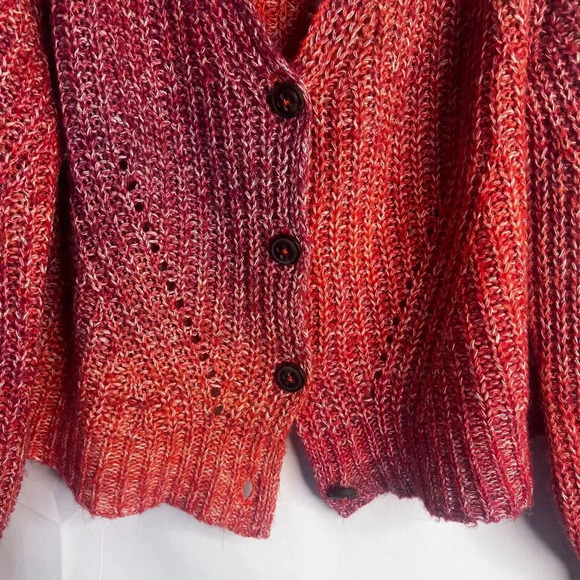 Natural Reflections Fall Chunky Knit Vneck Cardigan Sweater Size Large - Picture 4 of 8